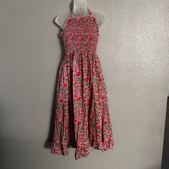 PUNK CITY PRINT Floral Halter MIDI Dress SIZE L - Picture 2 of 10